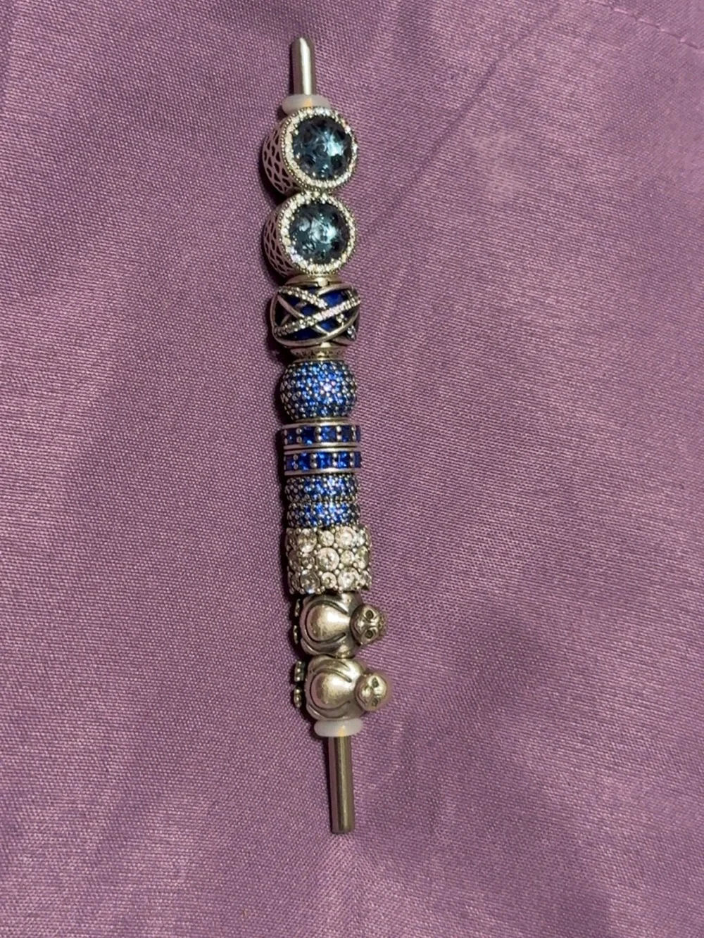 Pandora Silver Charm Bead Set with Blue and Clear Crystals
